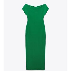Zara S Fitted Midi Green Dress